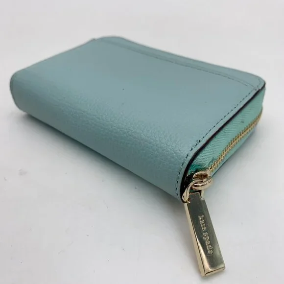Kate Spade Darcy Sky Blue Pebbled Leather Zip Around Card Case - Picture 8 of 10